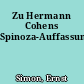 Zu Hermann Cohens Spinoza-Auffassung