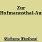Zur Hofmannsthal-Ausgabe