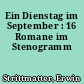 Ein Dienstag im September : 16 Romane im Stenogramm
