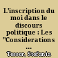 L'inscription du moi dans le discours politique : Les "Considerations sur la Révolution française"