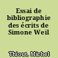 Essai de bibliographie des écrits de Simone Weil