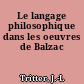 Le langage philosophique dans les oeuvres de Balzac