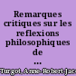 Remarques critiques sur les reflexions philosophiques de M. de Maupertuis