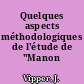 Quelques aspects méthodologiques de l'étude de "Manon Lescaut"
