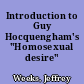 Introduction to Guy Hocquengham's "Homosexual desire"
