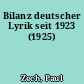 Bilanz deutscher Lyrik seit 1923 (1925)