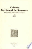 Cahiers Ferdinand de Saussure : revue suisse de linguistique générale