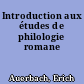 Introduction aux études de philologie romane