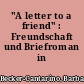 "A letter to a friend" : Freundschaft und Briefroman in England