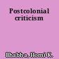 Postcolonial criticism