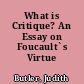 What is Critique? An Essay on Foucault`s Virtue