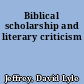 Biblical scholarship and literary criticism