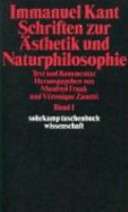 Schriften zur Ästhetik und Naturphilosophie : Text und Kommentar