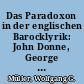 Das Paradoxon in der englischen Barocklyrik: John Donne, George Herbert, Richard Crashaw