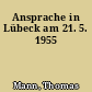 Ansprache in Lübeck am 21. 5. 1955