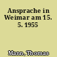 Ansprache in Weimar am 15. 5. 1955