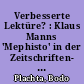 Verbesserte Lektüre? : Klaus Manns 'Mephisto' in der Zeitschriften- und in der Buchfassung (1936)