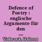 Defence of Poetry : englische Argumente für den Bildungswert von Dichtung : vorgetr. am 4. Dez. 1975 in einer Sitzung ...