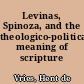 Levinas, Spinoza, and the theologico-political meaning of scripture