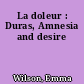 La doleur : Duras, Amnesia and desire